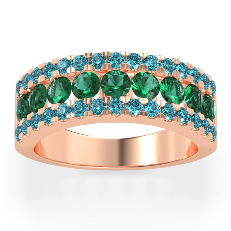 Three Row Round Half-Eternity Mahat Band