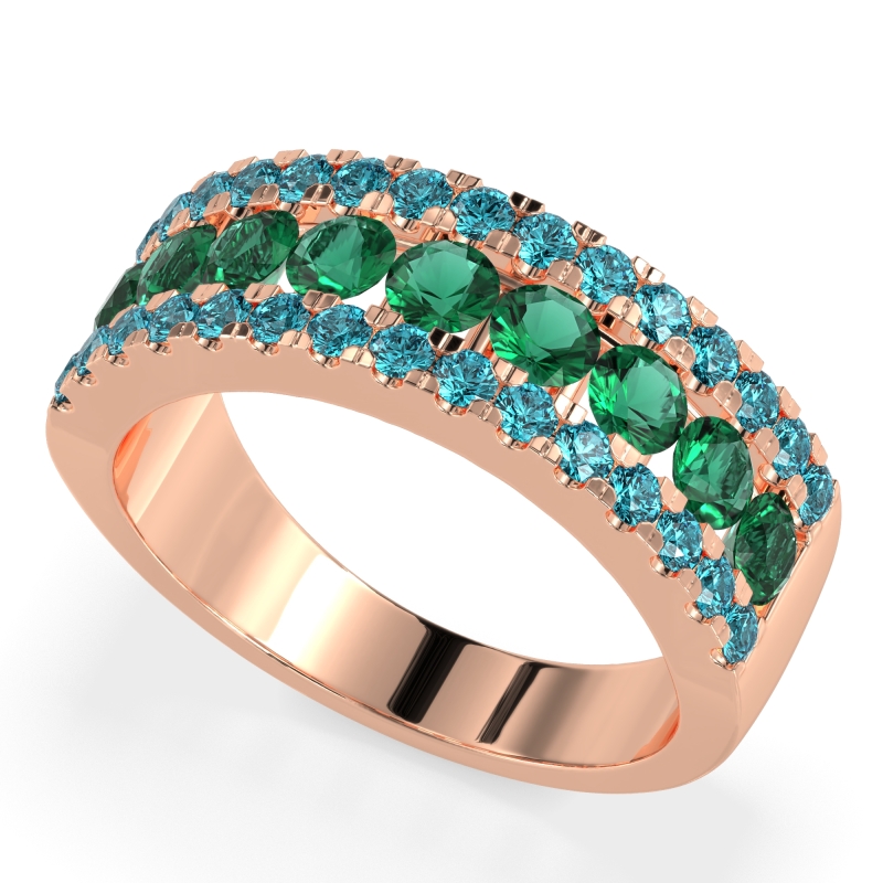 Three Row Round Half-Eternity Mahat Band