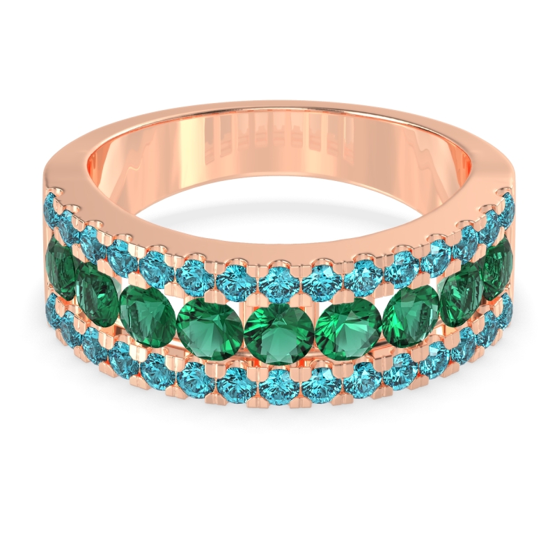 Three Row Round Half-Eternity Mahat Band