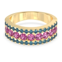 Three Row Round Half-Eternity Mahat Band