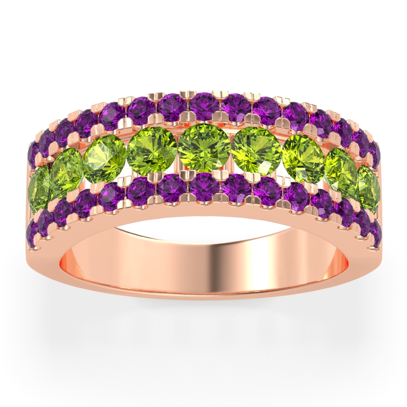 Three Row Round Half-Eternity Mahat Band