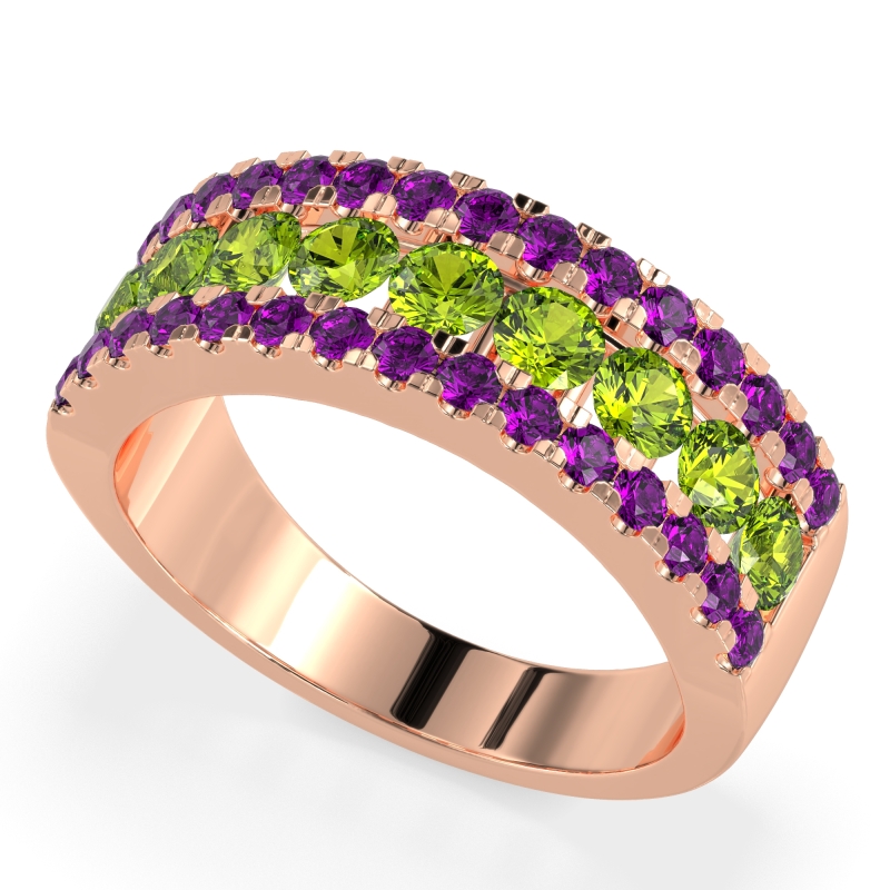 Three Row Round Half-Eternity Mahat Band