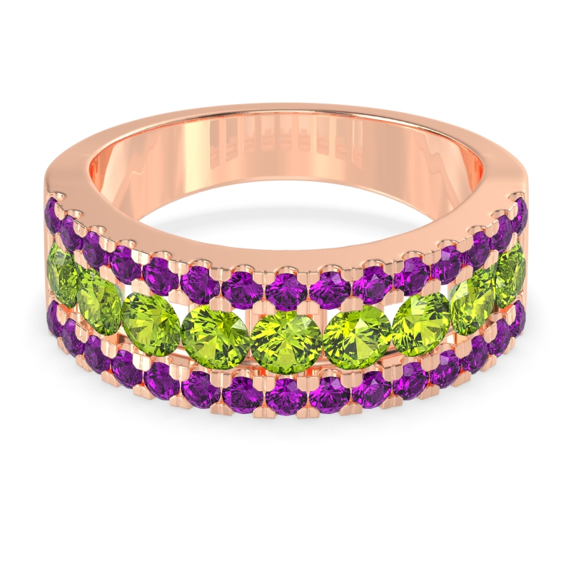 Three Row Round Half-Eternity Mahat Band