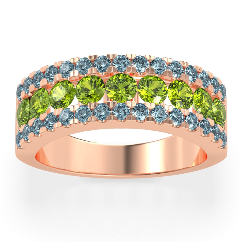 Three Row Round Half-Eternity Mahat Band