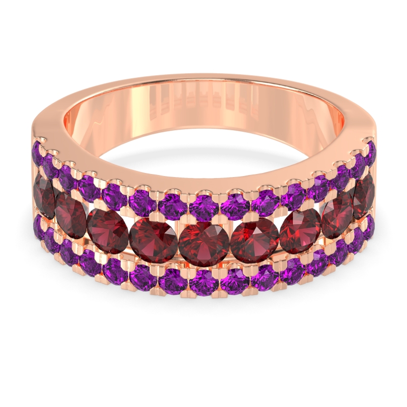 Three Row Round Half-Eternity Mahat Band