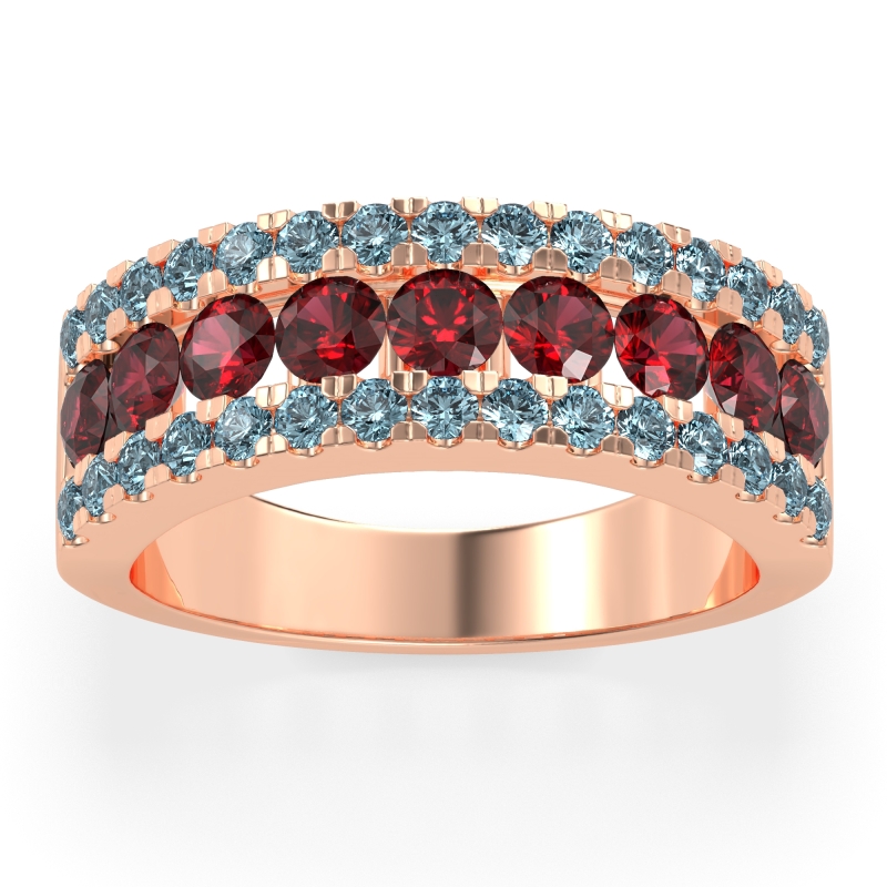 Three Row Round Half-Eternity Mahat Band