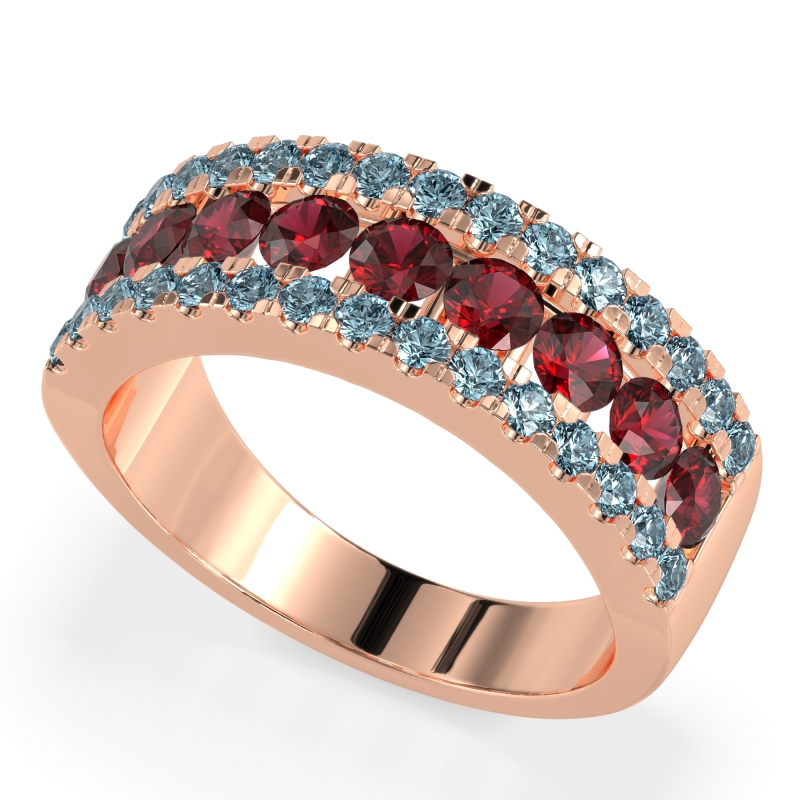 Three Row Round Half-Eternity Mahat Band