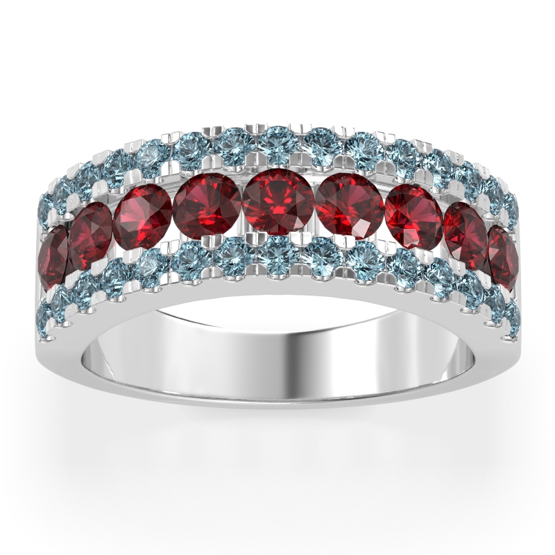 Three Row Round Half-Eternity Mahat Band