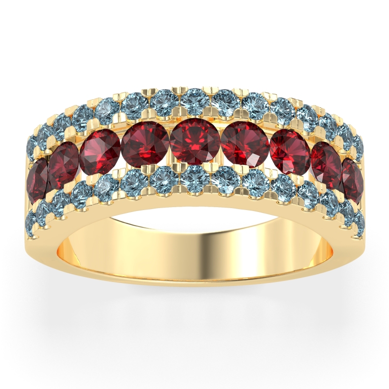 Three Row Round Half-Eternity Mahat Band