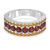 Three Row Round Half-Eternity Mahat Band