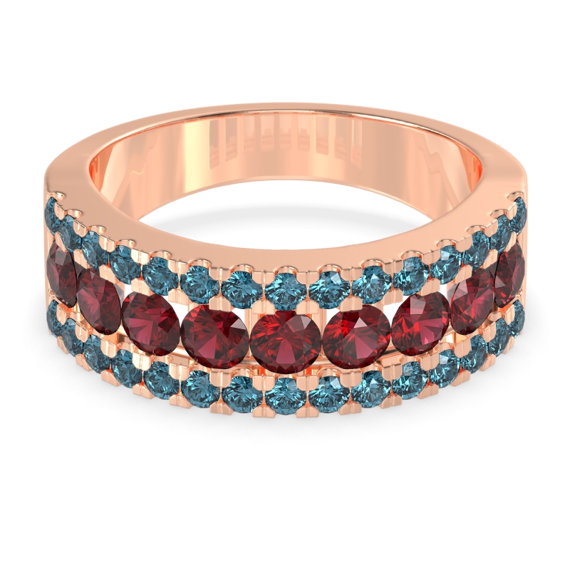 Three Row Round Half-Eternity Mahat Band