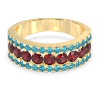 Three Row Round Half-Eternity Mahat Band