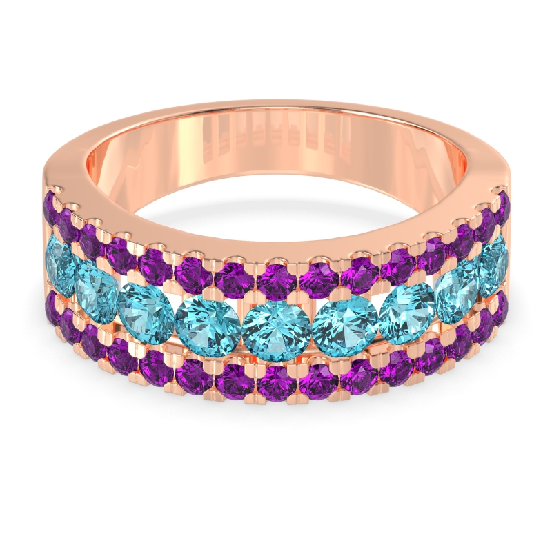 Three Row Round Half-Eternity Mahat Band