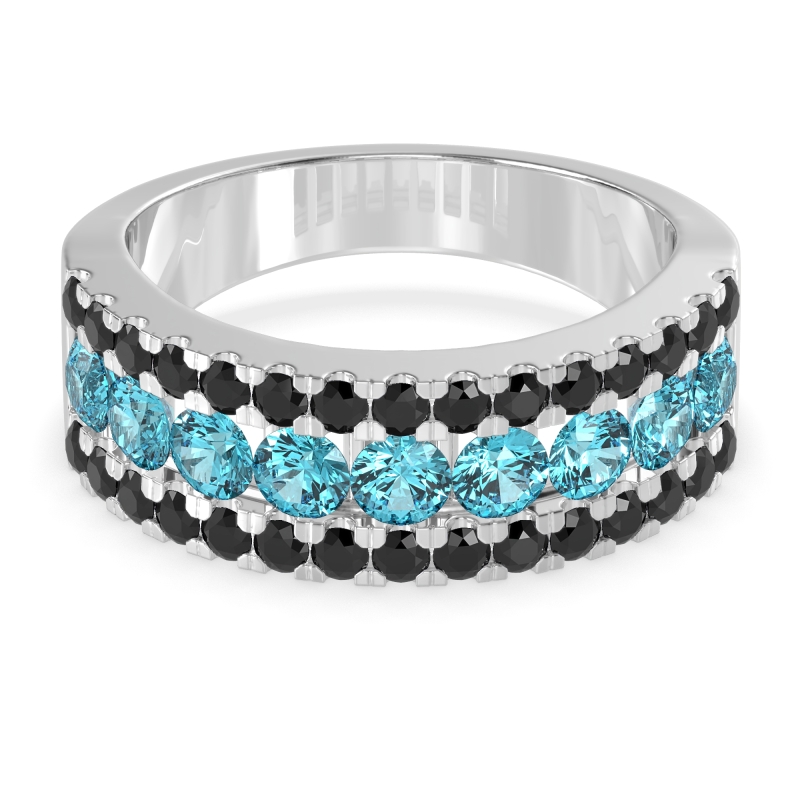 Three Row Round Half-Eternity Mahat Band