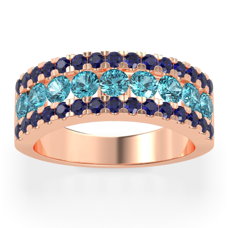 Three Row Round Half-Eternity Mahat Band