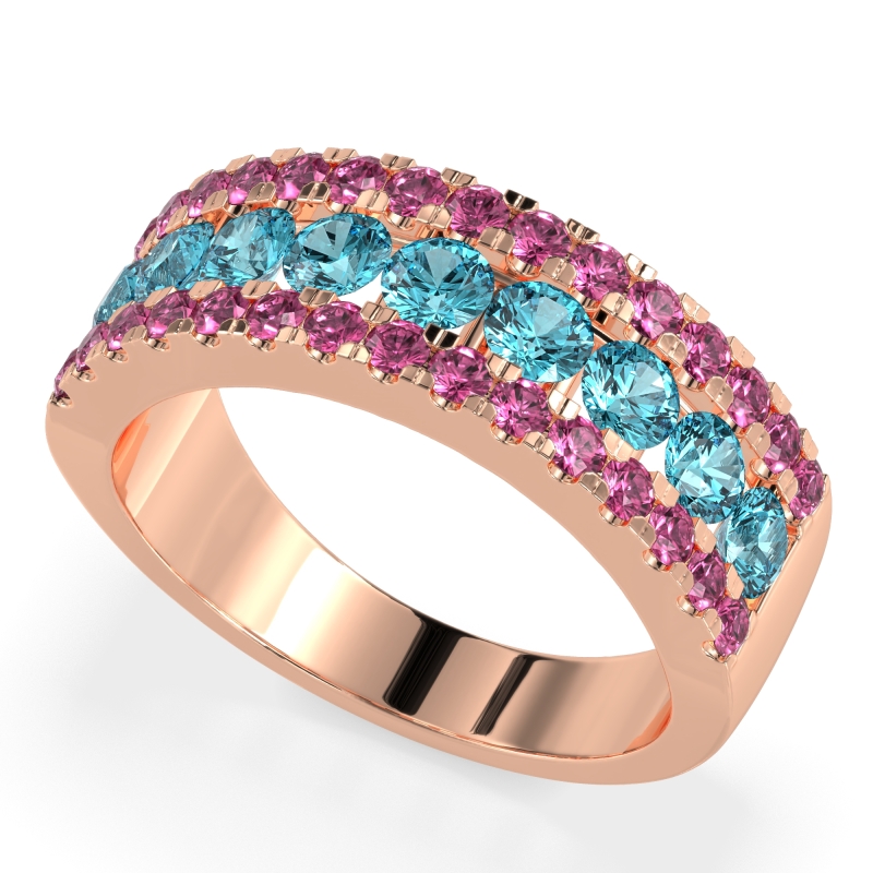 Three Row Round Half-Eternity Mahat Band