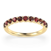 Garnet Wedding Ring In 14k Yellow Gold With Ruby - Dura Non-eternity Band