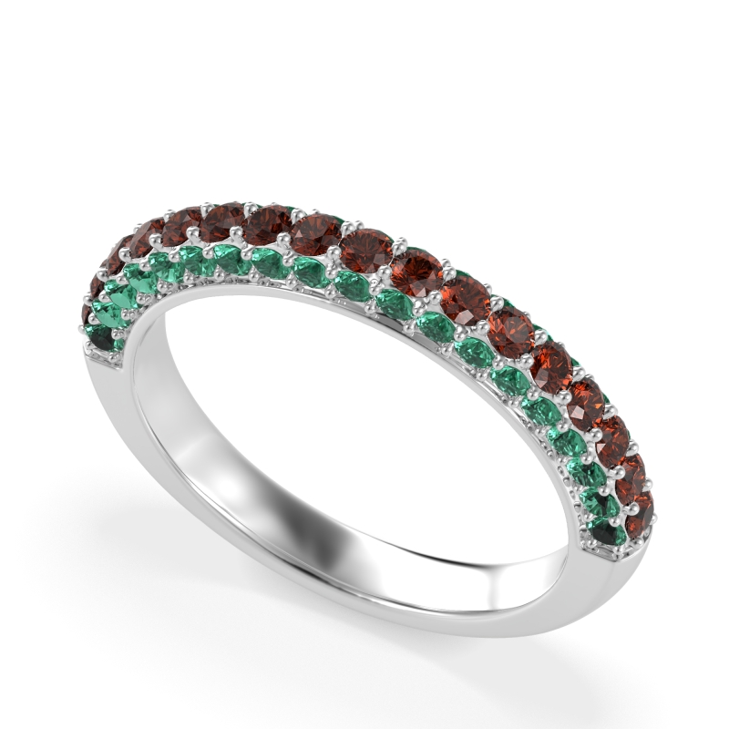 Gemstone Studded Half Eternity Agni Band