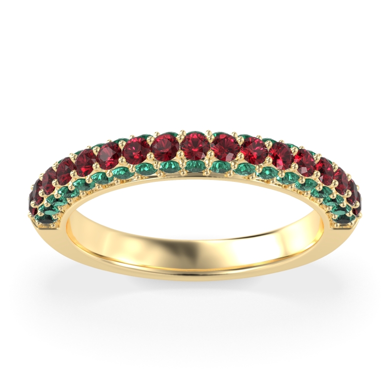 Gemstone Studded Half Eternity Agni Band