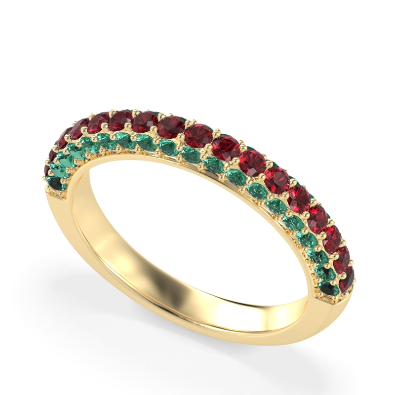 Gemstone Studded Half Eternity Agni Band