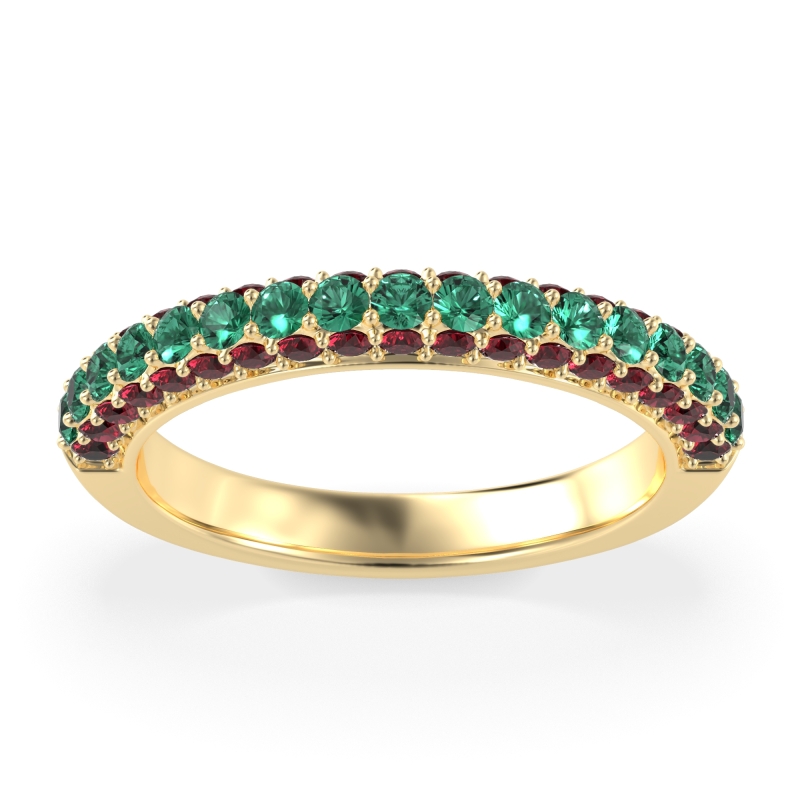 Gemstone Studded Half Eternity Agni Band