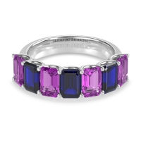 U Prong Half Eternity Emerald Cut Raha Band