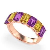 U Prong Half Eternity Emerald Cut Raha Band