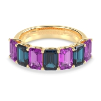 U Prong Half Eternity Emerald Cut Raha Band