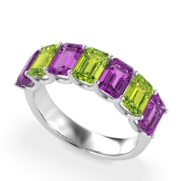 U Prong Half Eternity Emerald Cut Raha Band