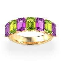 U Prong Half Eternity Emerald Cut Raha Band