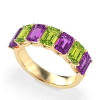 U Prong Half Eternity Emerald Cut Raha Band