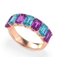 U Prong Half Eternity Emerald Cut Raha Band