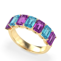 U Prong Half Eternity Emerald Cut Raha Band