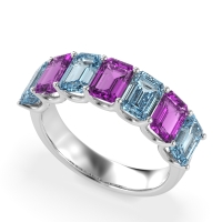 U Prong Half Eternity Emerald Cut Raha Band