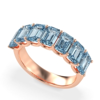 U Prong Half Eternity Emerald Cut Raha Band