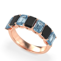 U Prong Half Eternity Emerald Cut Raha Band