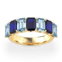 U Prong Half Eternity Emerald Cut Raha Band