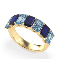 U Prong Half Eternity Emerald Cut Raha Band