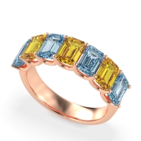 U Prong Half Eternity Emerald Cut Raha Band