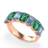 U Prong Half Eternity Emerald Cut Raha Band