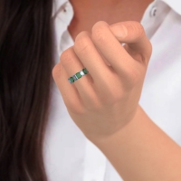 U Prong Half Eternity Emerald Cut Raha Band