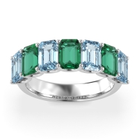 U Prong Half Eternity Emerald Cut Raha Band