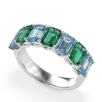 U Prong Half Eternity Emerald Cut Raha Band