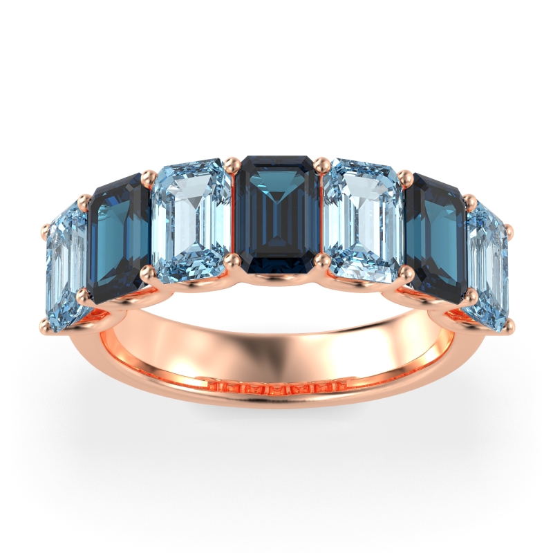 U Prong Half Eternity Emerald Cut Raha Band