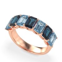 U Prong Half Eternity Emerald Cut Raha Band