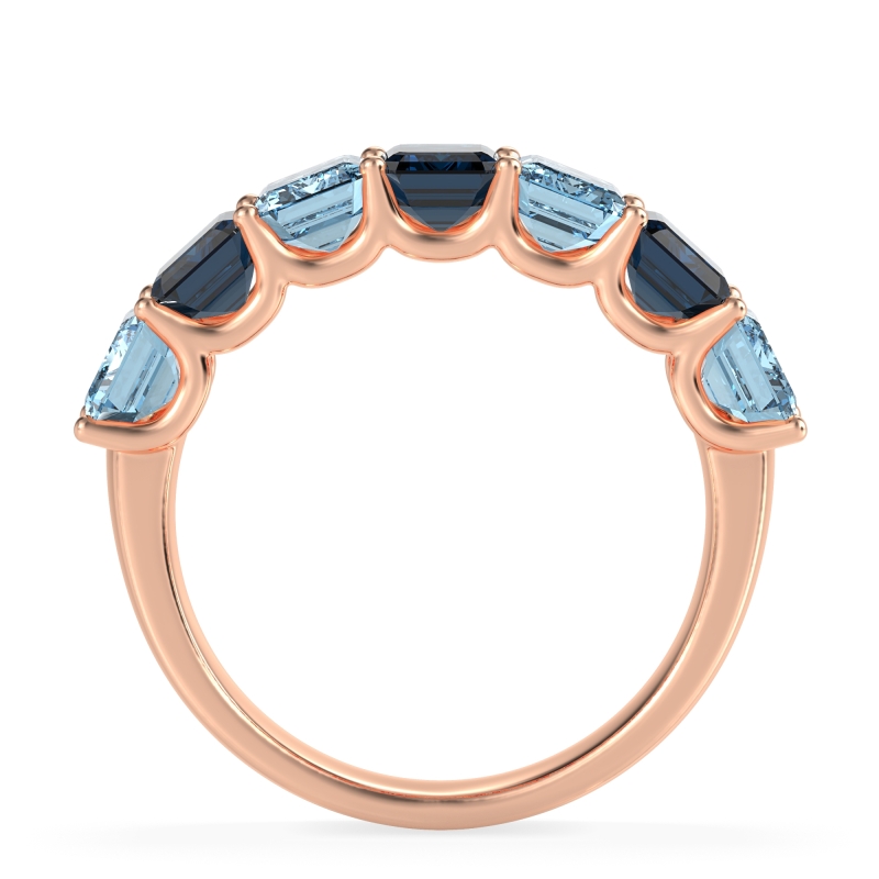 U Prong Half Eternity Emerald Cut Raha Band