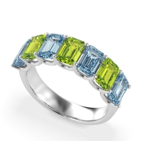 U Prong Half Eternity Emerald Cut Raha Band