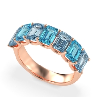 U Prong Half Eternity Emerald Cut Raha Band