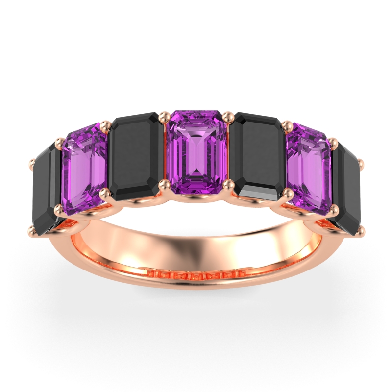 U Prong Half Eternity Emerald Cut Raha Band