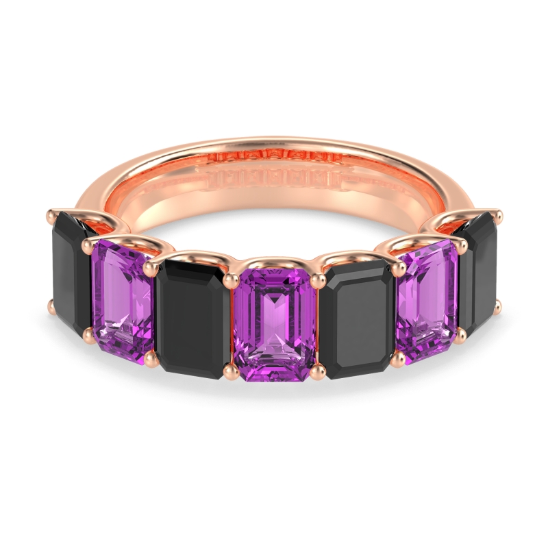 U Prong Half Eternity Emerald Cut Raha Band